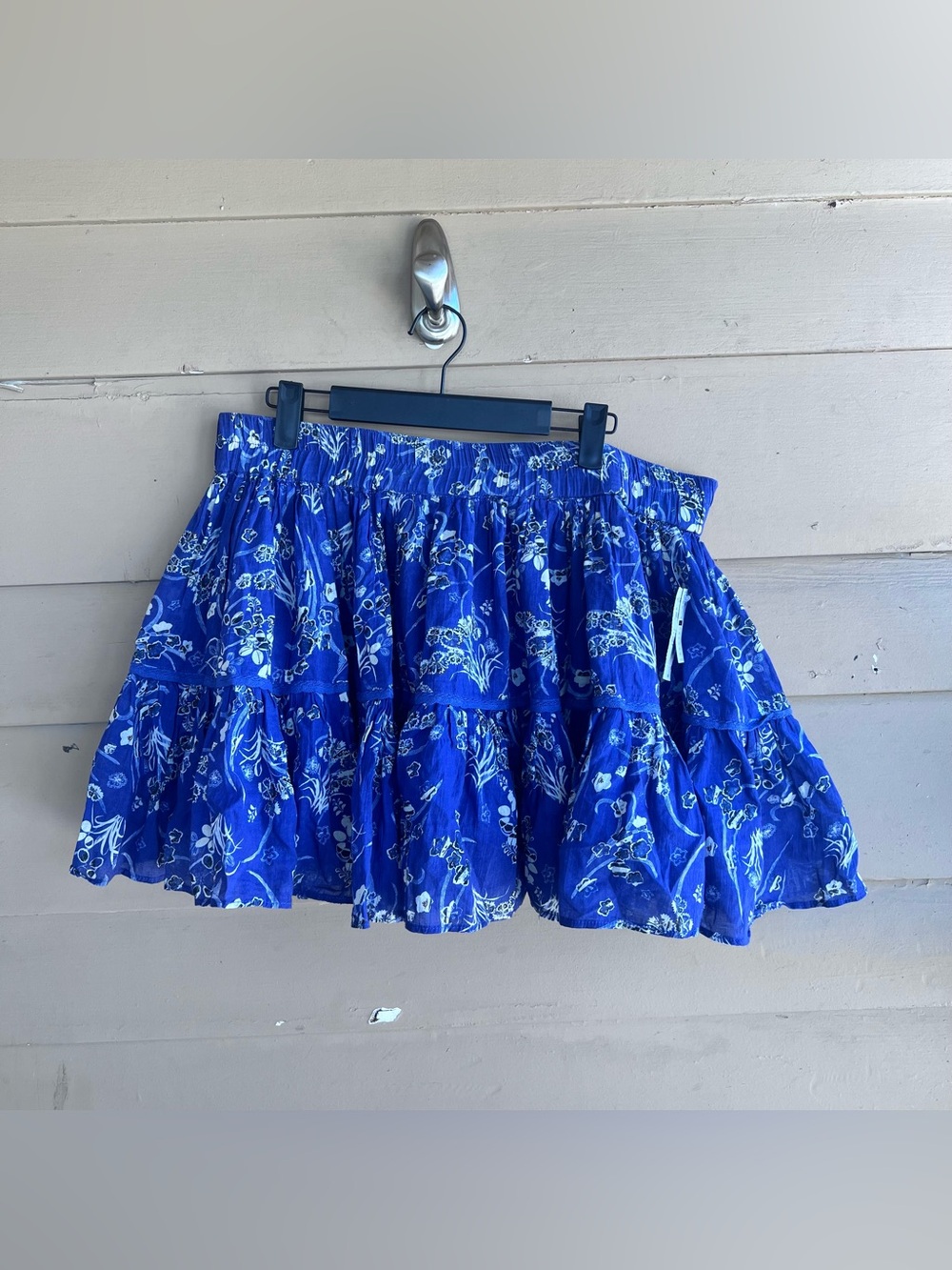 Treasure & Bond Floral Skater Mini Skirt Navy Yellow Blue Cotton L NWT TB470696M